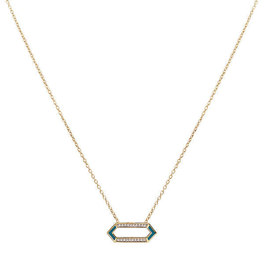 14kt  Gold Plated Turquoise Enamel Necklace