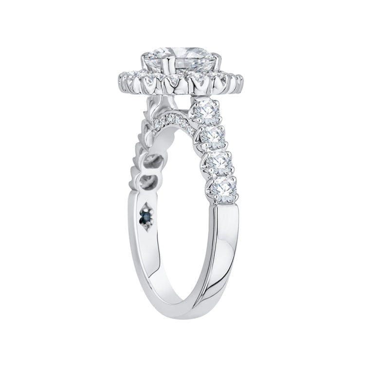 14K White Gold Round Halo Diamond Engagement Ring (Semi-Mount)