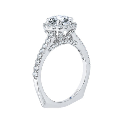 14K White Gold Princess Diamond Halo Engagement Ring (Semi-Mount)