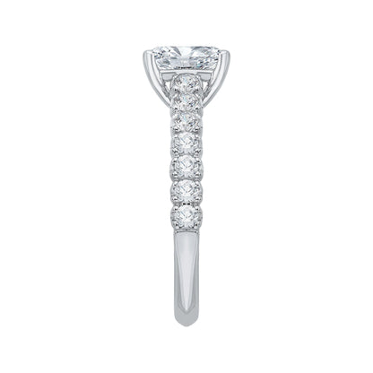 14K White Gold Emerald Cut Diamond Cathedral Style Engagement Ring with Euro Shank (Semi-Mount)