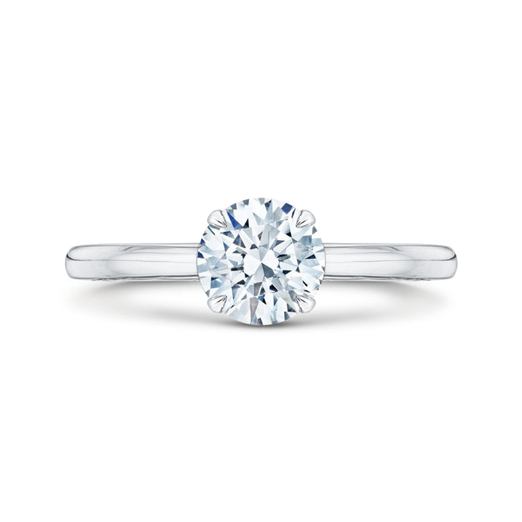 14K White Gold Round Cut Diamond Solitaire Engagement Ring (Semi-Mount)