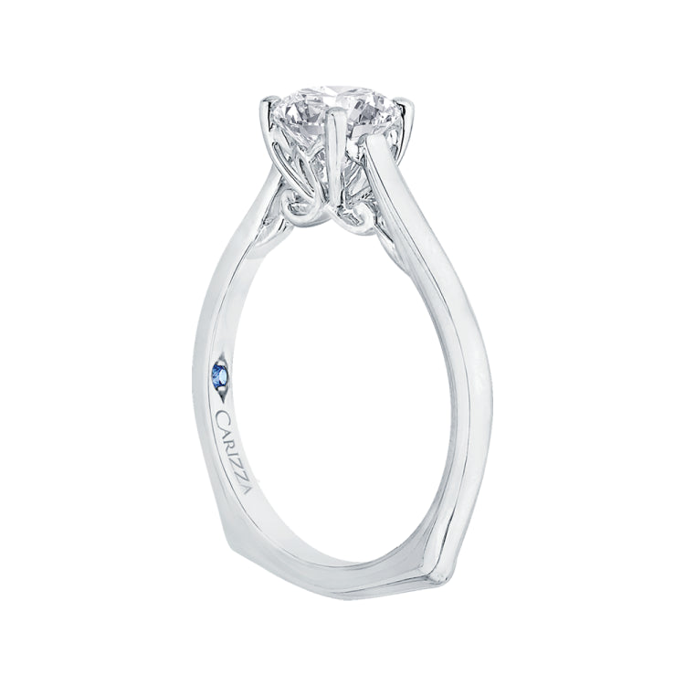 14K White Gold Round Cut Diamond Solitaire Engagement Ring (Semi-Mount)