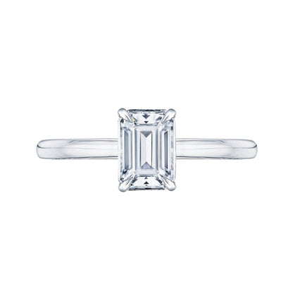 14K White Gold Emerald Cut Diamond Solitaire Engagement Ring (Semi-Mount)