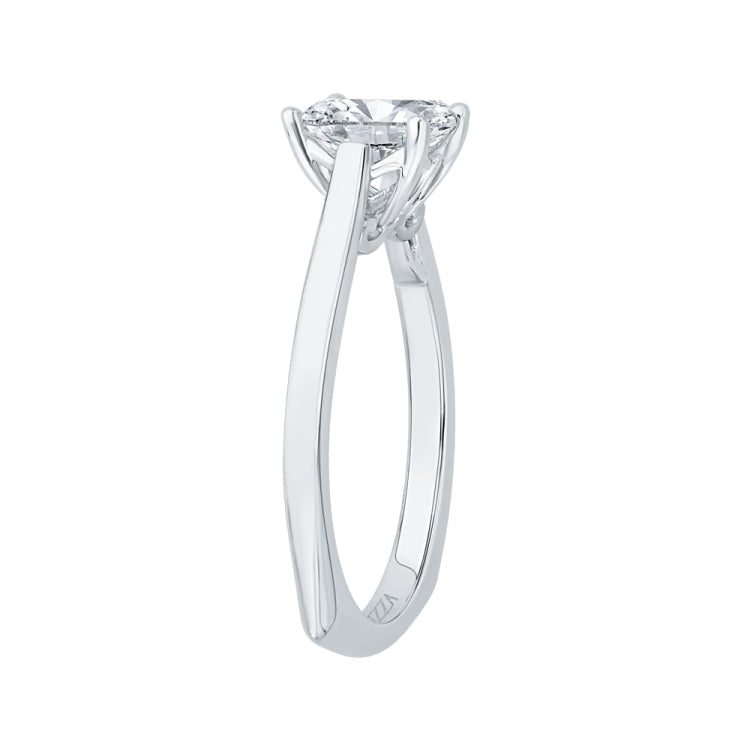 14K White Gold Emerald Cut Diamond Solitaire Engagement Ring (Semi-Mount)