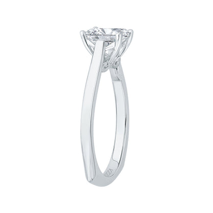 14K White Gold Emerald Cut Diamond Solitaire Engagement Ring (Semi-Mount)