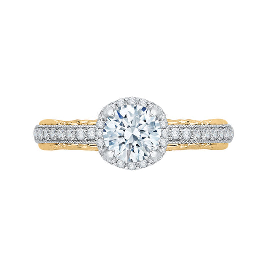 14K Two-Tone Gold Round Diamond Engagement Ring with Euro Shank (Semi-Mount)