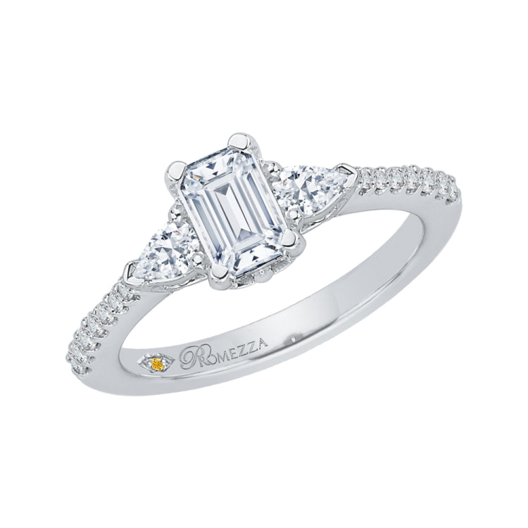 Emerald Cut Diamond Engagement Ring In 14K White Gold