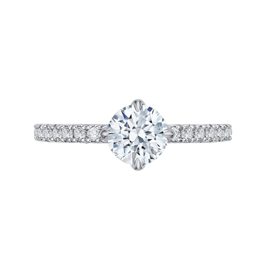 14K Two-Tone Gold Round Diamond Engagement Ring (Semi-Mount)