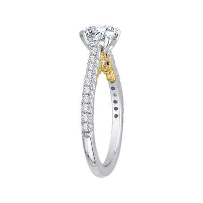 Round Cut Diamond Engagement Ring In 14K Two-Tone Gold (Semi-Mount)