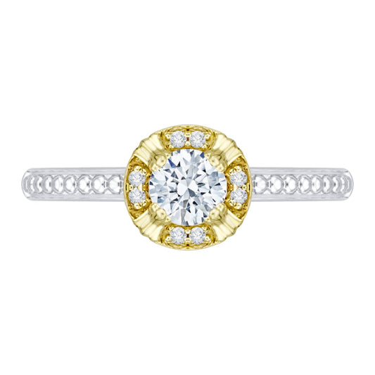14K Two-Tone Gold Round Diamond Engagement Ring