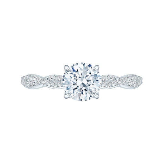 14K White Gold Round Diamond Engagement Ring (Semi-Mount)
