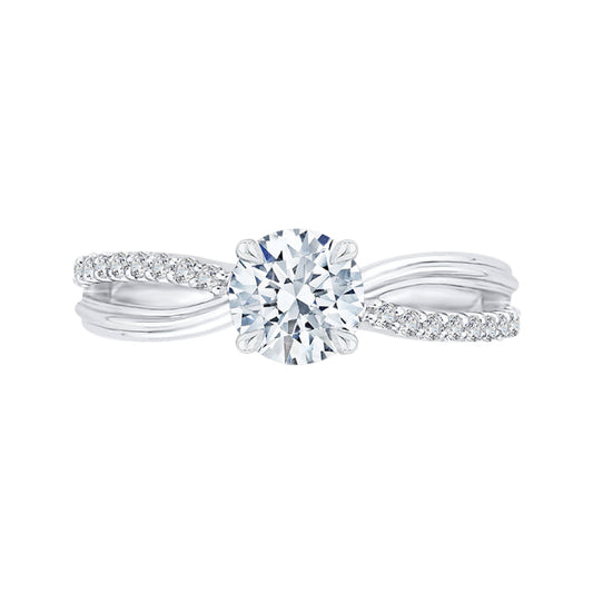 Round Diamond Engagement Ring with Split Shank In 14K White Gold (Semi-Mount)