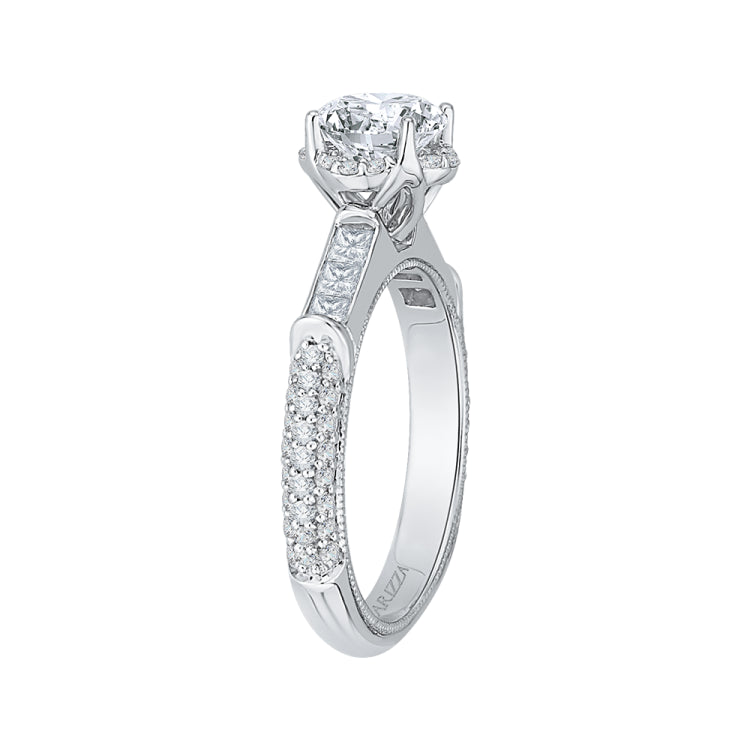 14K White Gold Round Cut Diamond Engagement Ring (Semi-Mount)