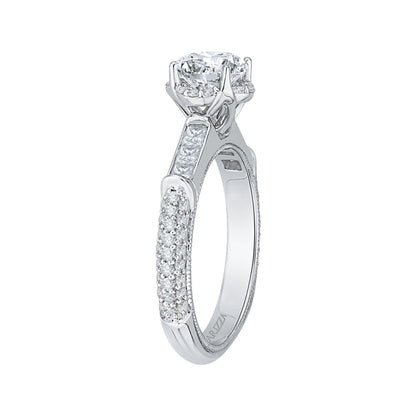 14K White Gold Round Cut Diamond Engagement Ring (Semi-Mount)