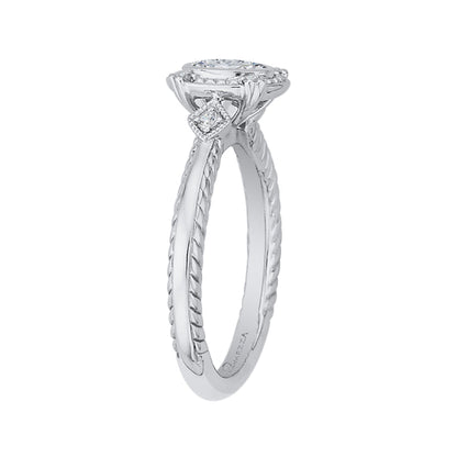 14K White Gold Oval Diamond Engagement Ring