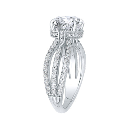 18K White Gold Round Diamond Engagement Ring with Split Shank (Semi-Mount)