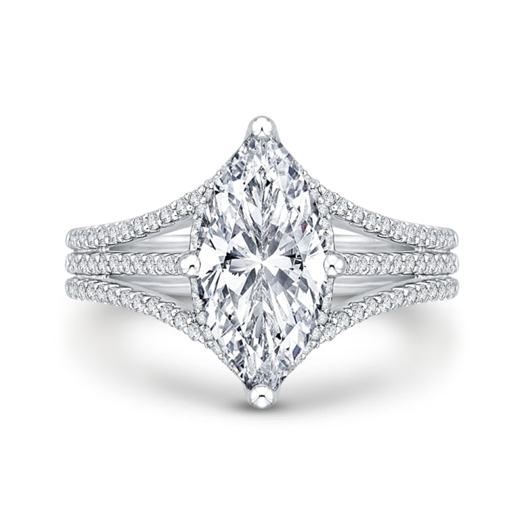 18K White Gold Marquise Diamond Engagement Ring (Semi-Mount)