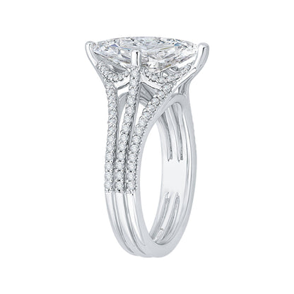 18K White Gold Marquise Diamond Engagement Ring (Semi-Mount)