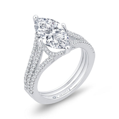 18K White Gold Marquise Diamond Engagement Ring (Semi-Mount)