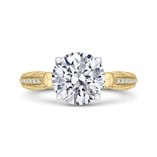 18K Two-Tone Gold Round Diamond Engagement Ring (Semi-Mount)