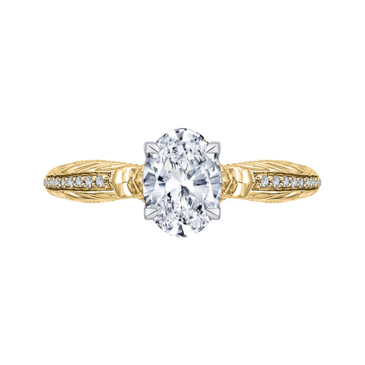 14K Two-Tone Gold Oval Diamond Engagement Ring (Semi-Mount)