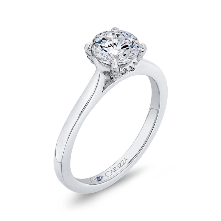 14K White Gold Round Diamond Classic Engagement Ring (Semi-Mount)