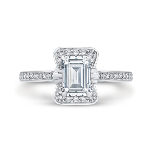 14K White Gold Emerald Cut Diamond Engagement Ring (Semi-Mount)