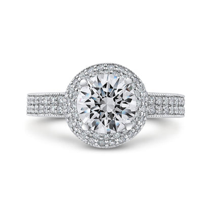 Round Cut Diamond Engagement Ring In 14K White Gold (Semi-Mount)