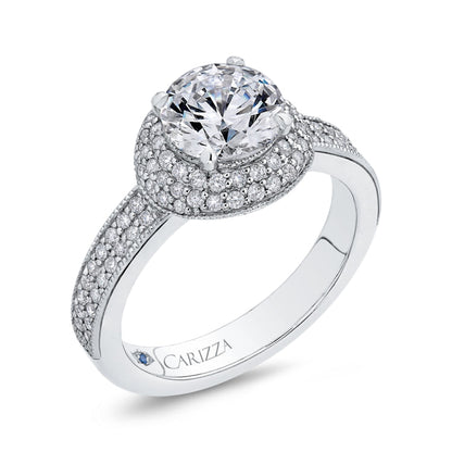 Round Cut Diamond Engagement Ring In 14K White Gold (Semi-Mount)