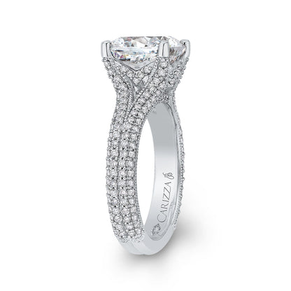 18K White Gold Cushion Diamond Engagement Ring (Semi-Mount)