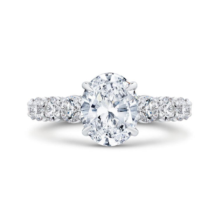 14K White Gold Oval Diamond Engagement Ring (Semi-Mount)