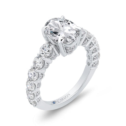 14K White Gold Oval Diamond Engagement Ring (Semi-Mount)