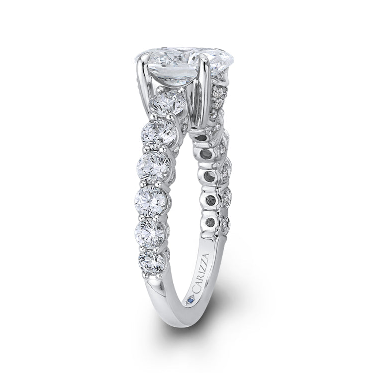 14K White Gold Oval Diamond Engagement Ring (Semi-Mount)