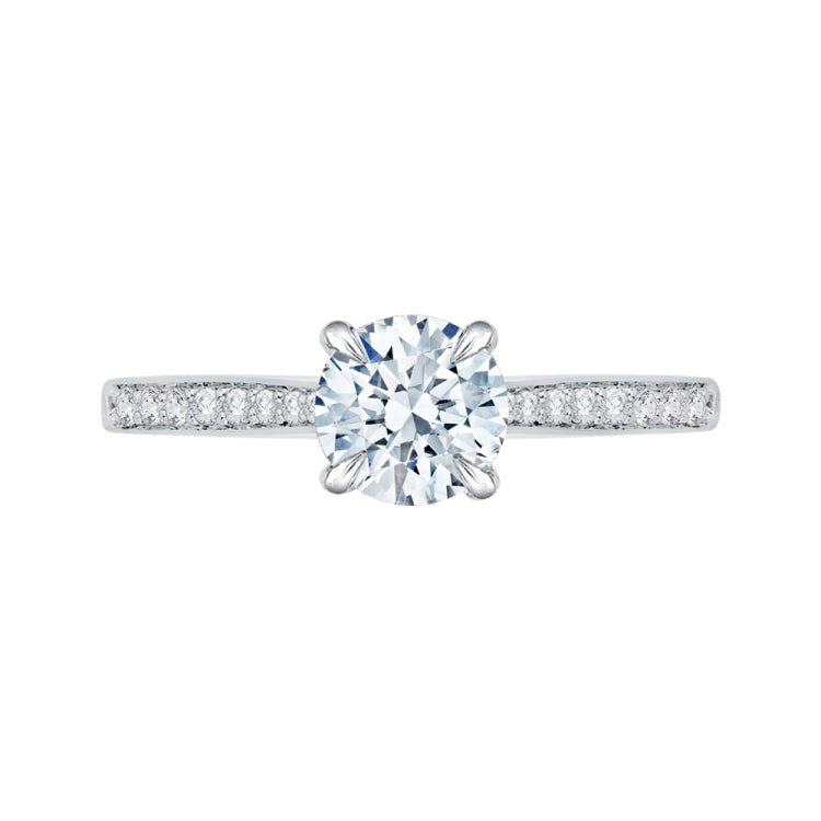 14K White Gold Round Diamond Solitaire with Accents Engagement Ring (Semi-Mount)