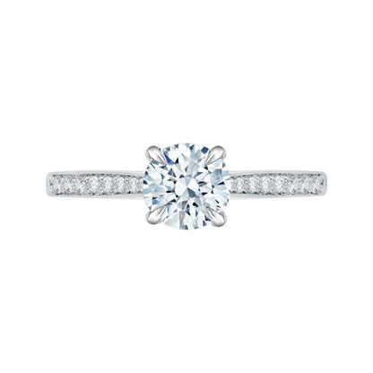 14K White Gold Round Diamond Solitaire with Accents Engagement Ring (Semi-Mount)