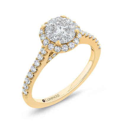 Round Cut Diamond Halo Engagement Ring In 14K Two-Tone Gold