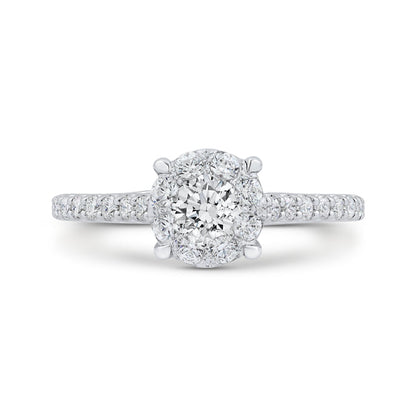 Round Cut Diamond Engagement Ring In 14K White Gold