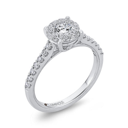 Round Cut Diamond Engagement Ring In 14K White Gold