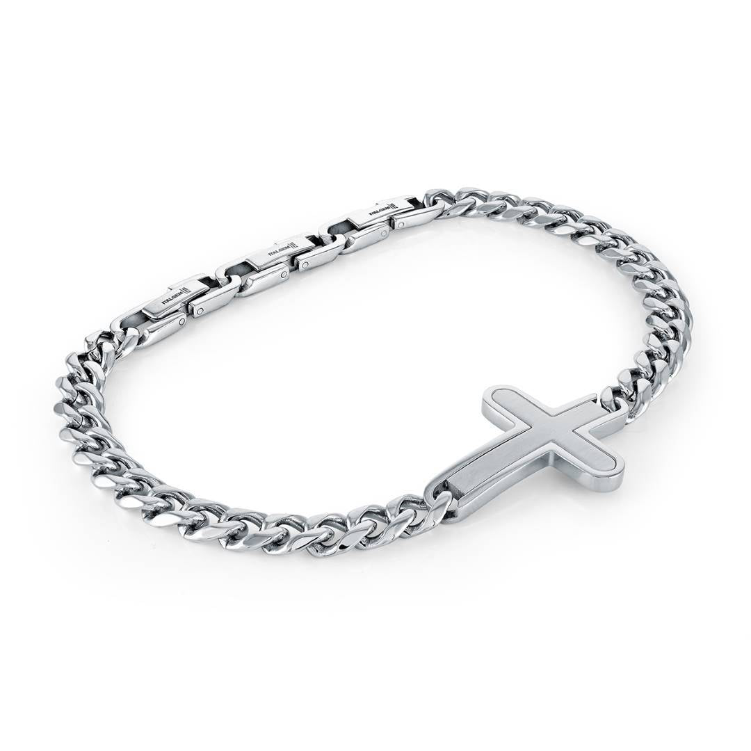 6.5MM CURB & CROSS BRACELET