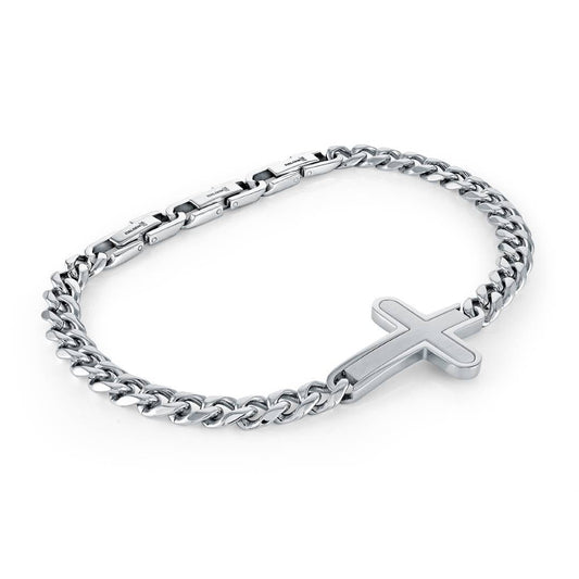 6.5MM CURB & CROSS BRACELET