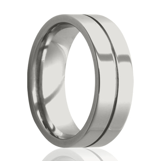 Cobalt Comfort Fit Polished Ring with Center Groove