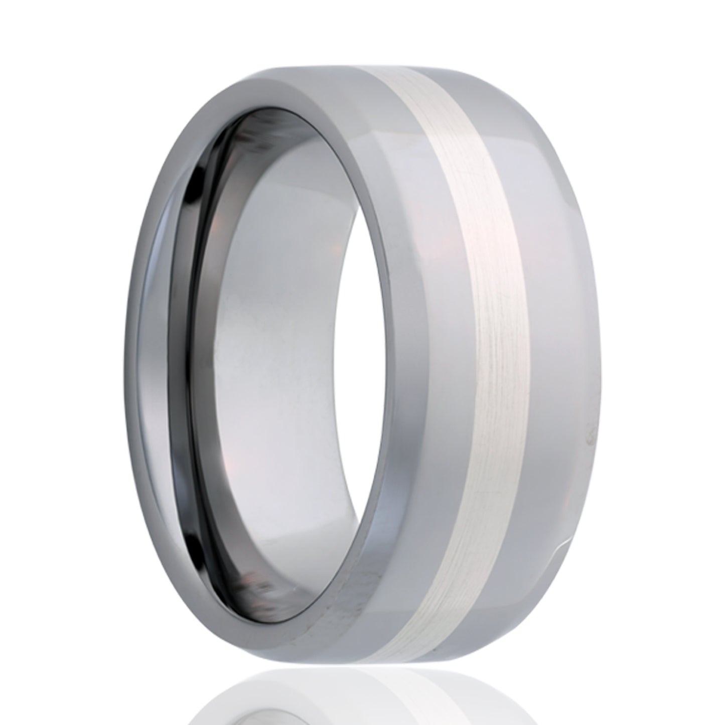 Cobalt Comfort Fit Ring with Sterling Silver Inlay