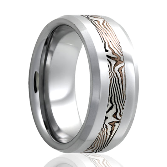 Cobalt Ring with Beveled Comfort Fit and Mokume Gane Inlay