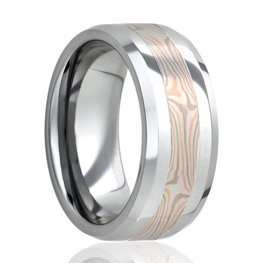 Cobalt Comfort Fit Ring with Mokume Inlay