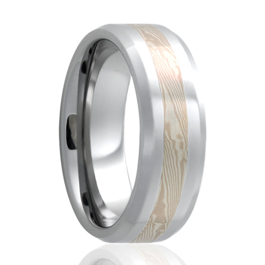 Cobalt Mokume Inlay Ring, Beveled Comfort Fit