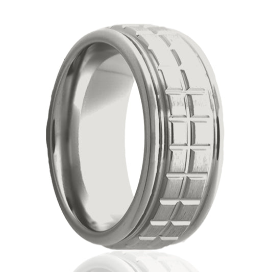 Cobalt Milled Pattern Ring - Polished Finish