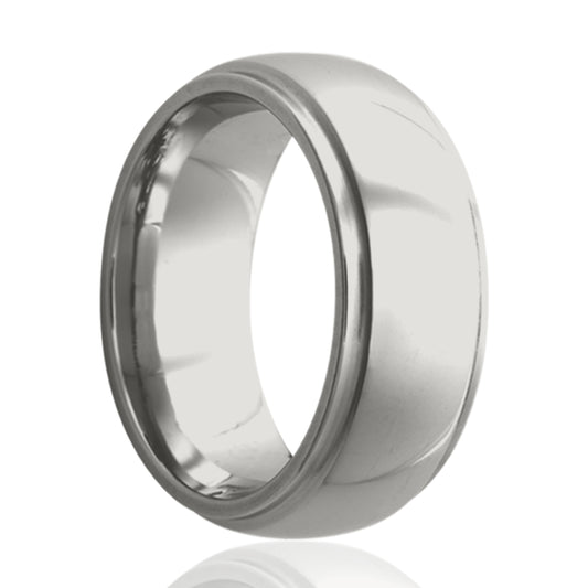 Cobalt Dome Step Edge Polished Ring Comfort Fit