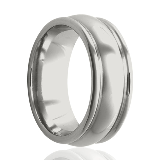 Cobalt Dome Grooved Comfort Fit Polished Ring