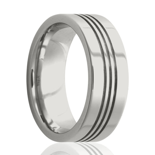 Cobalt Comfort Fit Polished Ring with Grooves