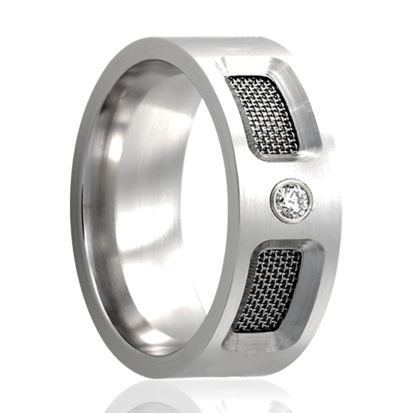 Cobalt Mesh Screen Diamond Ring - Satin Finish